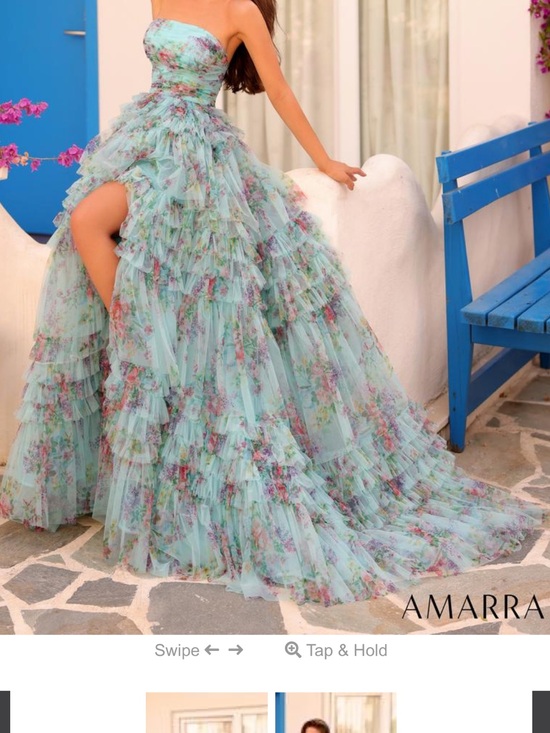 Amarra Dresses & Skirts - AMARRA Strapless Floral Ruffled Prom Dress in Mint #88273